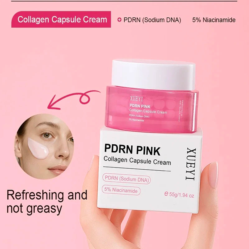 Korean PDRN Pink Collagen Capsule Cream with Niacinamide Cream for Uneven Skin Tone Lightweight Face Moisturizer Non Greasy care Quake