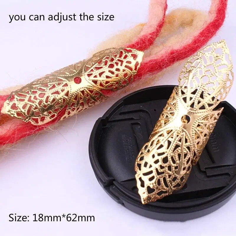 5Pcs Gold Hair Dread Braids Dreadlock Beads Adjustable Cuff Clip Round Vintage Hair Ring Fashion Styling Accessories Tools Quake