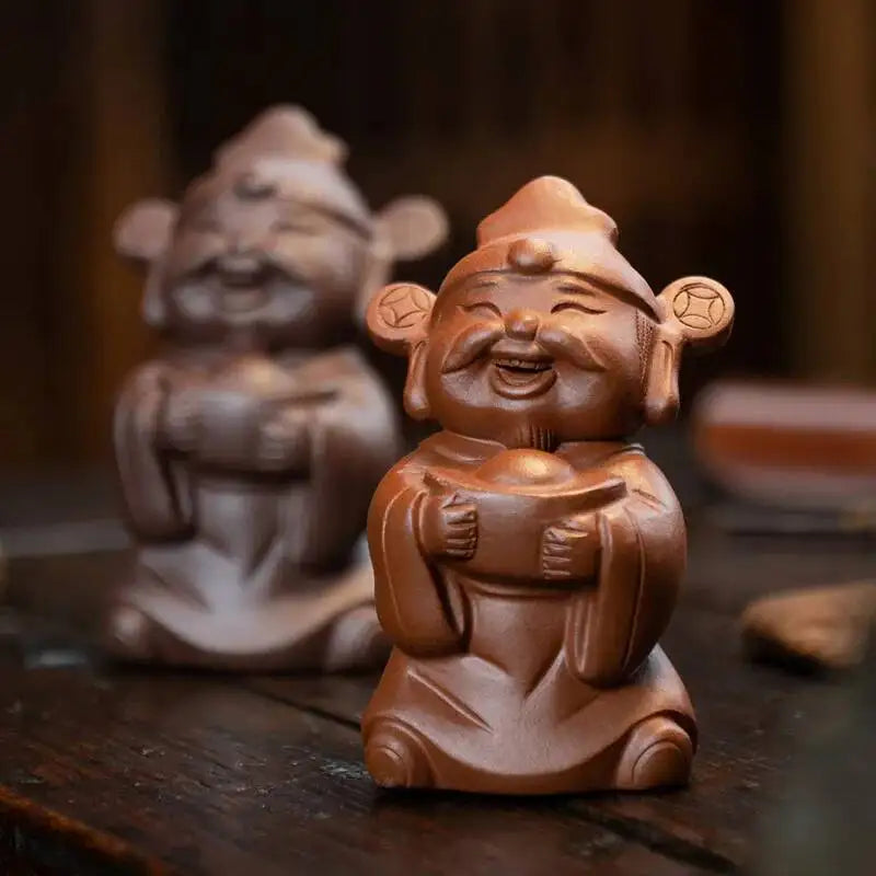 Zisha Tea Pet God of Wealth Figurine Sculpture Character Buddha Little Novice Monk Tea Play Tea Table Quake