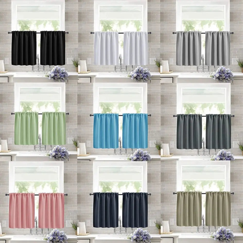 Pure Color Short Tier Curtains for Small Window Treatment Durable Short Blackout Curtain Washable Half Window Curtains Quake