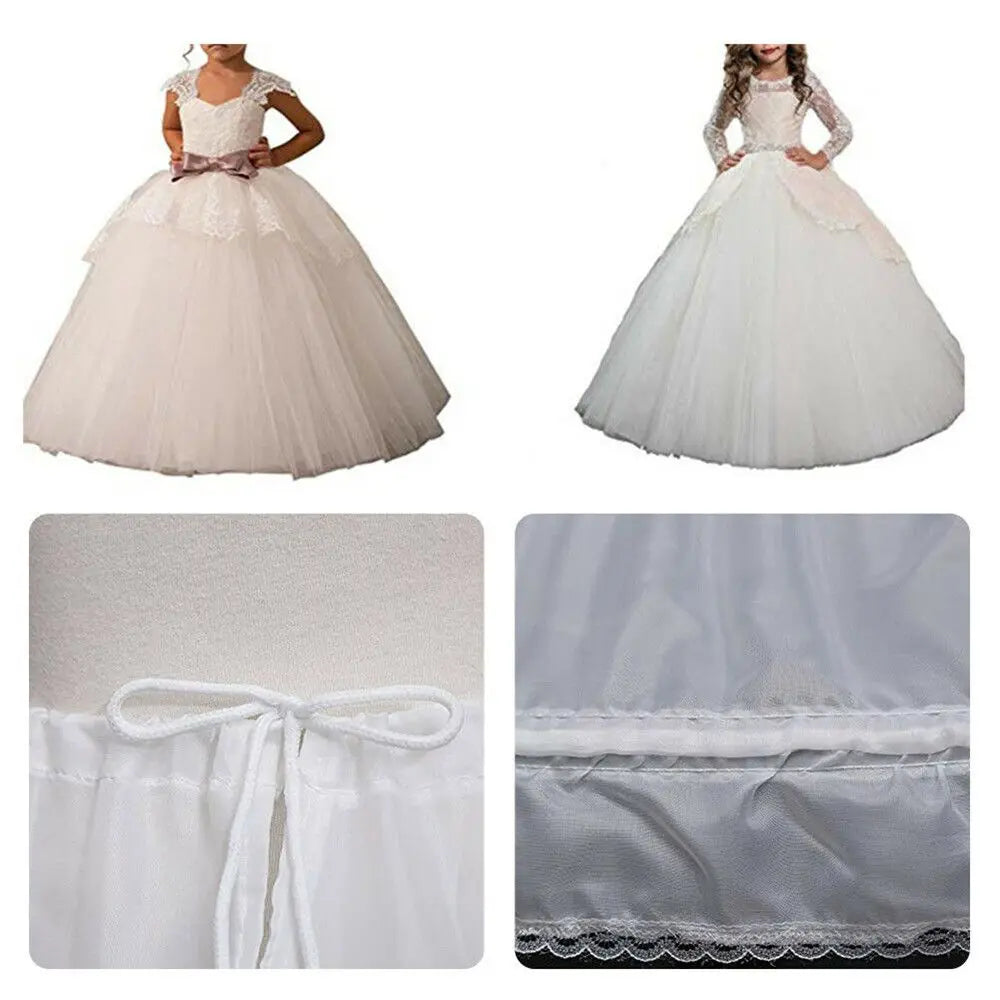 Fashion White Lace Children Skirt Petticoat Steel Ring 3 Hoops Princess Skirt Tutu Skirt Adjustable Flower Crinoline Kids Girls Quake