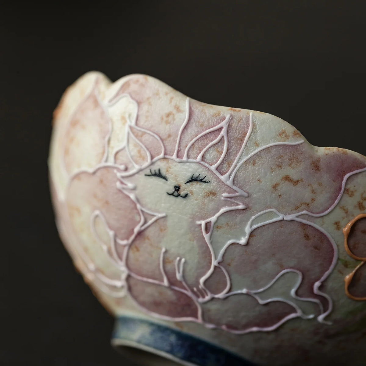 Hand-painted Nine-tailed Ceramic Tea Cup Floral Rim Master Cup Tea Tasting Cup Kung Fu Teacup Чайная чашка Quake