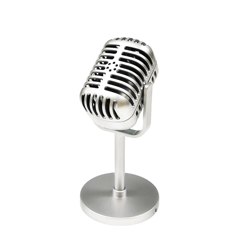 Retro Microphone Prop Classic Plastic Microphone Party Favors Live Performance Home Decoration Ornaments Quake Silvery