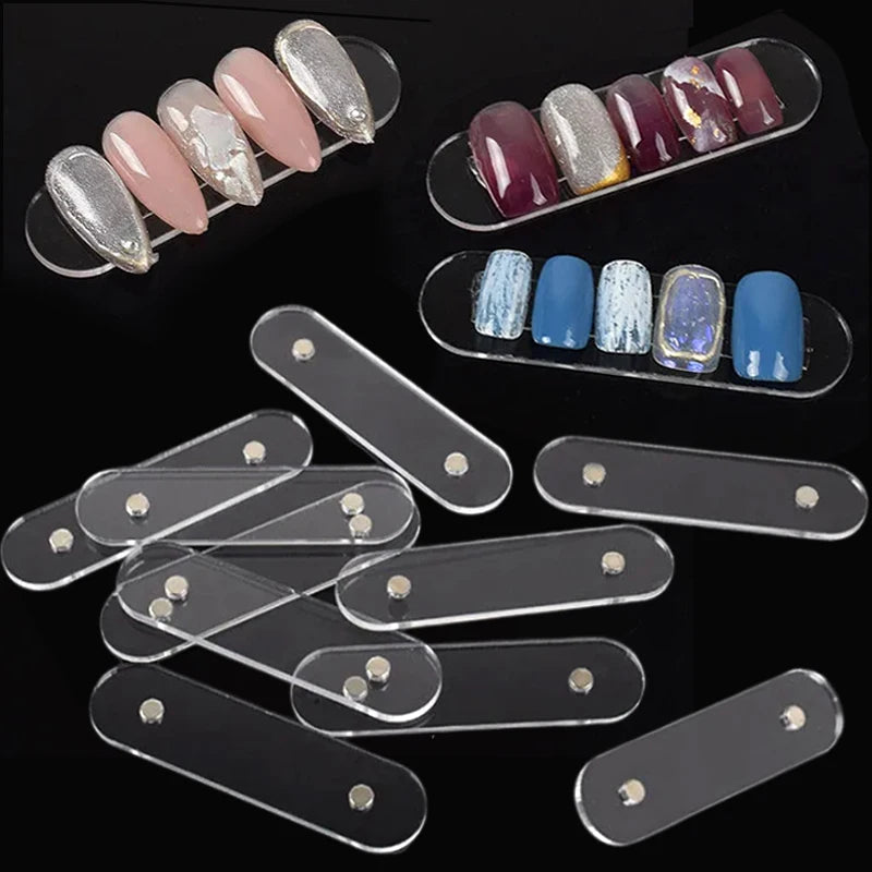 vvocci 10/20/30 Pcs Transparent Acrylic Nail Display Stand with Magnetic Practice Tips Holder for Gel Polish Manicure Tools Quake