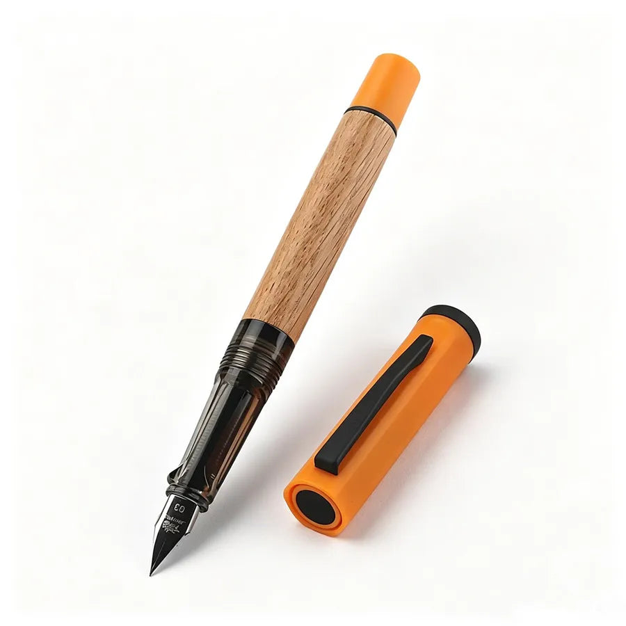 JINHAO 58D Wooden Fountain Pen 0.3mm Nib Oak Wood Ink Pen For Student School Office Calligraphy Writing Gift Pen Quake 58-1 0.3MM