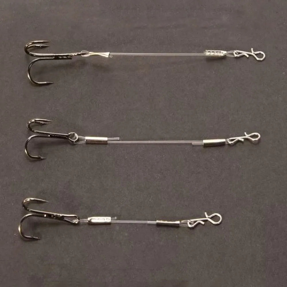 3-Pack Carbon Line Triple Hook Fishing Rig European Pike Stinger Line Set Specifically Designed for Targeting Pike Quake