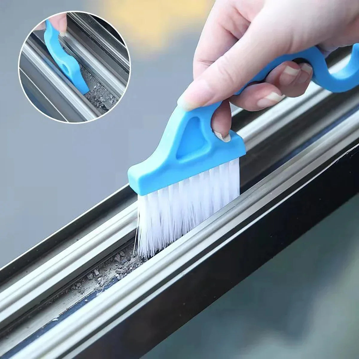 2-in-1 Windows Gap Cleaning Brush & Flat Shovel, Household Cleaning Tool for Kitchen, Bathroom, Toilet Quake