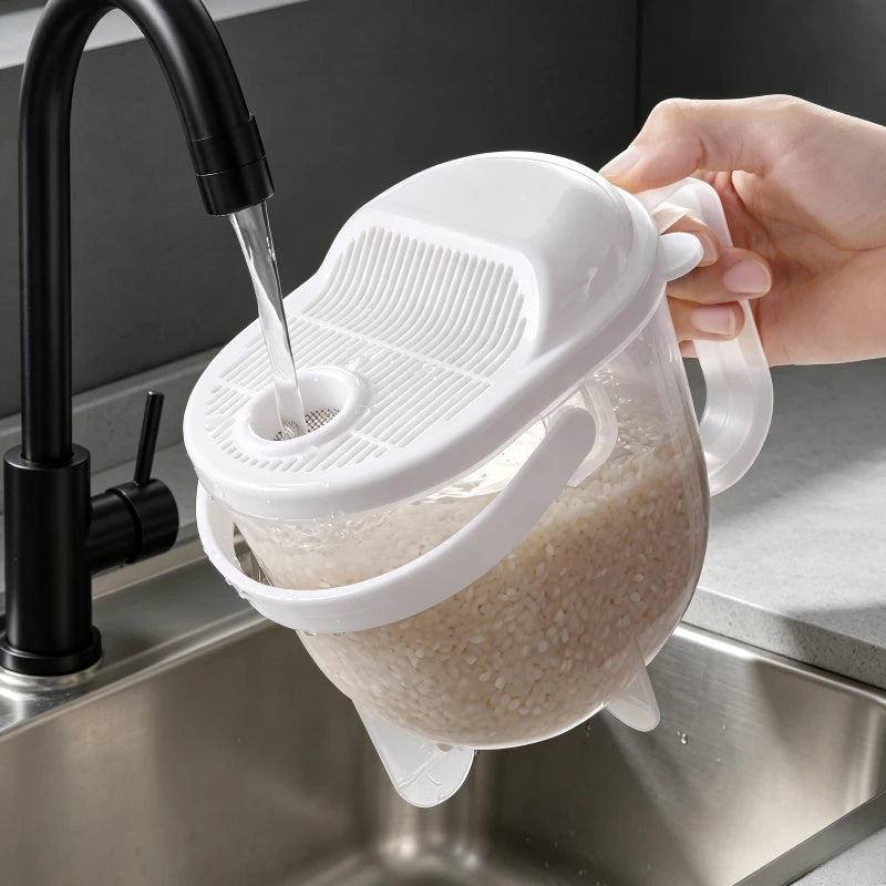 No Hand Washing Rice Washer Flushing Type Rice Strainer Lazy Rice Cleaning Tool Multifunctional Kitchen Rice Drain Basket Quake