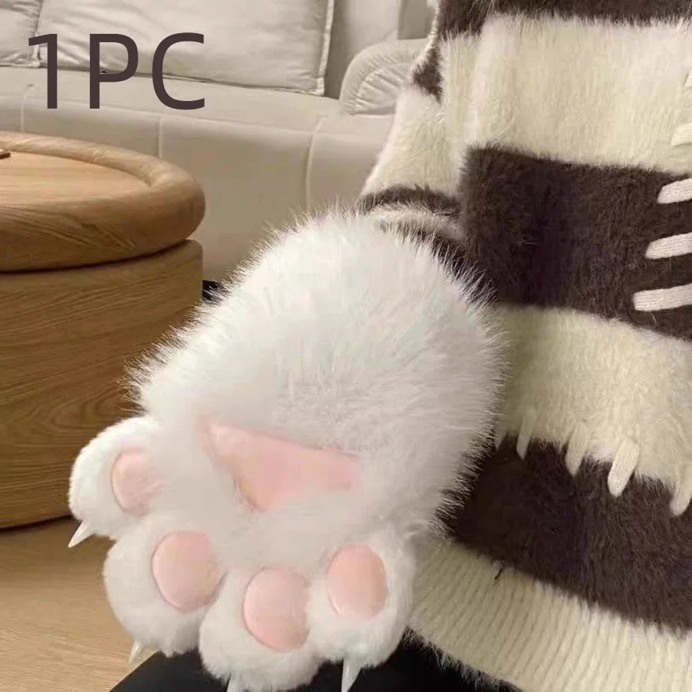 1Pc New Plush Cosplay Cat Paw Glove Thicken Cartoon Cat Claw Mittens Squeaking Animal Cosplay Glove Props Quake