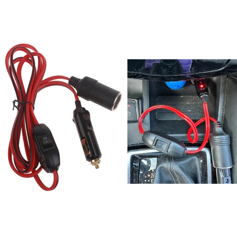 12V 24V Cigarette Lighter Extension Cord with Switches Car Cigarette Lighter Male Plug to Female Socket Extension Cable Quake
