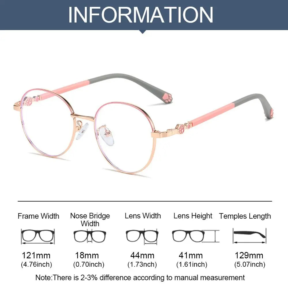 Blue Light Blocking Glasses for Kids Cute Cat Paw Pattern Optical Eyewear Children Boys Girls Anti Blue Rays Computer Goggles Quake