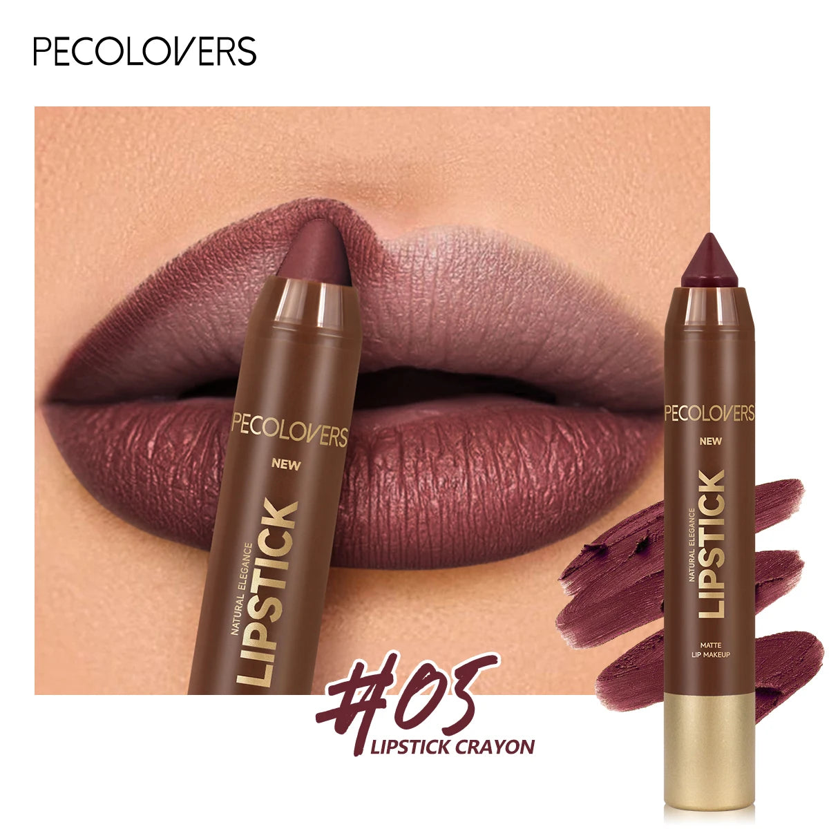 2In1 Matte Lipstick Pencil Waterproof Long Lasting Lip Brown Velvet Lip Liner Pen Lips Makeup Women Cosmetics Quake 05