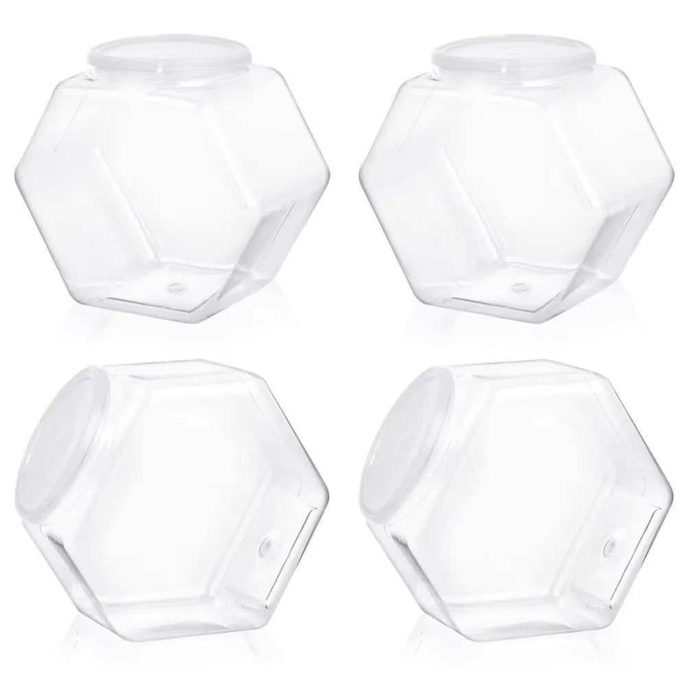 Portable Hexagonal Candy Cookie Jar Plastic with Lid Packaging Jars Sealed High-capacity Food Storage Container Kitchen Supplies Quake