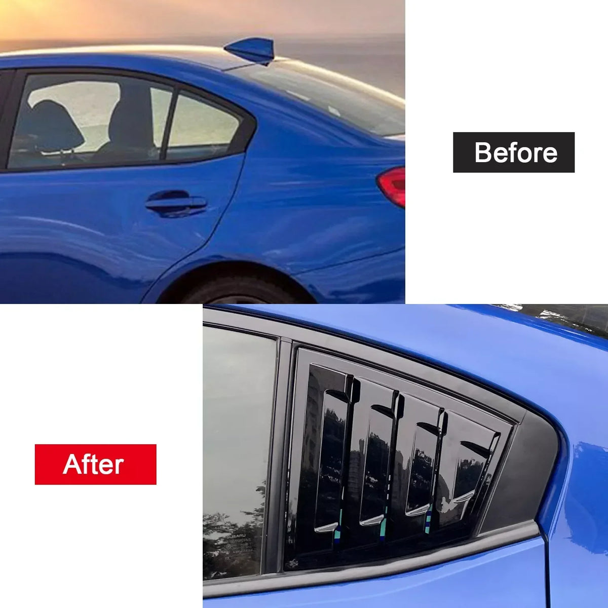 For Subaru WRX STi 2015-2021 Car Rear Louver Window Side Shutter Cover Trim Sticker Vent Scoop ABS Carbon Fiber Accessories ABS Quake