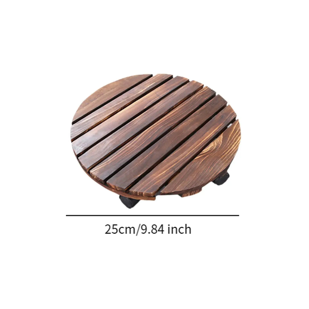 Wood Plant Caddy with Swiveling Casters Round Plant Roller Base Rolling Plant Stand for Living Room Indoor Outdoor Yard Garden Quake