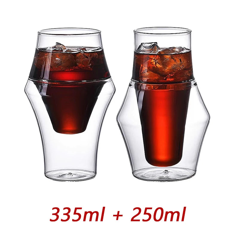 YWDL Double-layer Glass Cup Transparent Espresso Coffee Cup Anti-scalding Milk Brandy Wine Teacup Cup Glass Mug Drinkware Quake 250ml 335ml 120-335ml