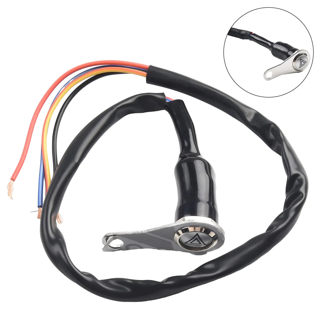 Motorcycle Switch Handlebar Mount Push Button 12V Works Light Red LED ON+OFF Metal Buttons Dual Flash Switches Lights Circles Quake