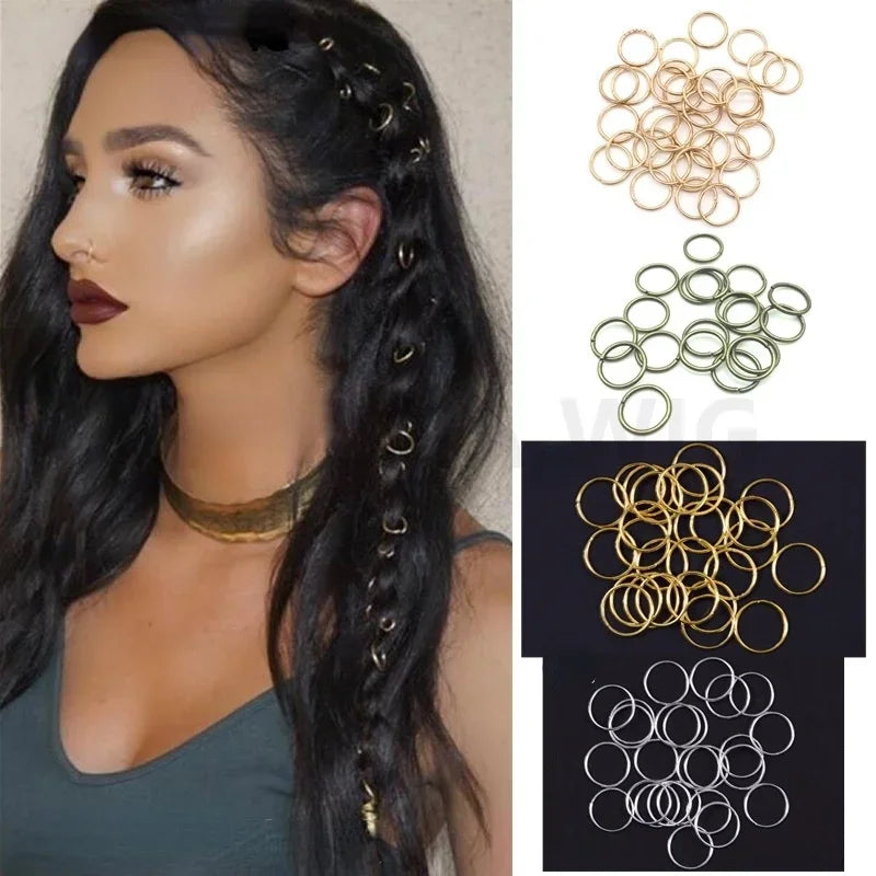5-100pcs Sliver Gold Hair Rings Hair Braids Dreadlock Beads Charms African Braids Cuffs Hair Rings Jewelry Clasps Accessories Quake
