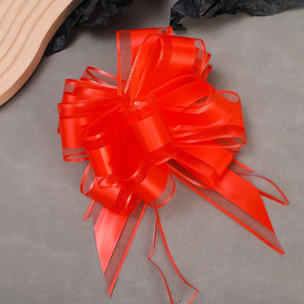 20/1PCS Large Snow Yarn Pull Bow Ribbon Big Bow for Cars Birthday Christmas Presents Large Gift Decoration Wedding Pull Flower Quake Red 20PCS