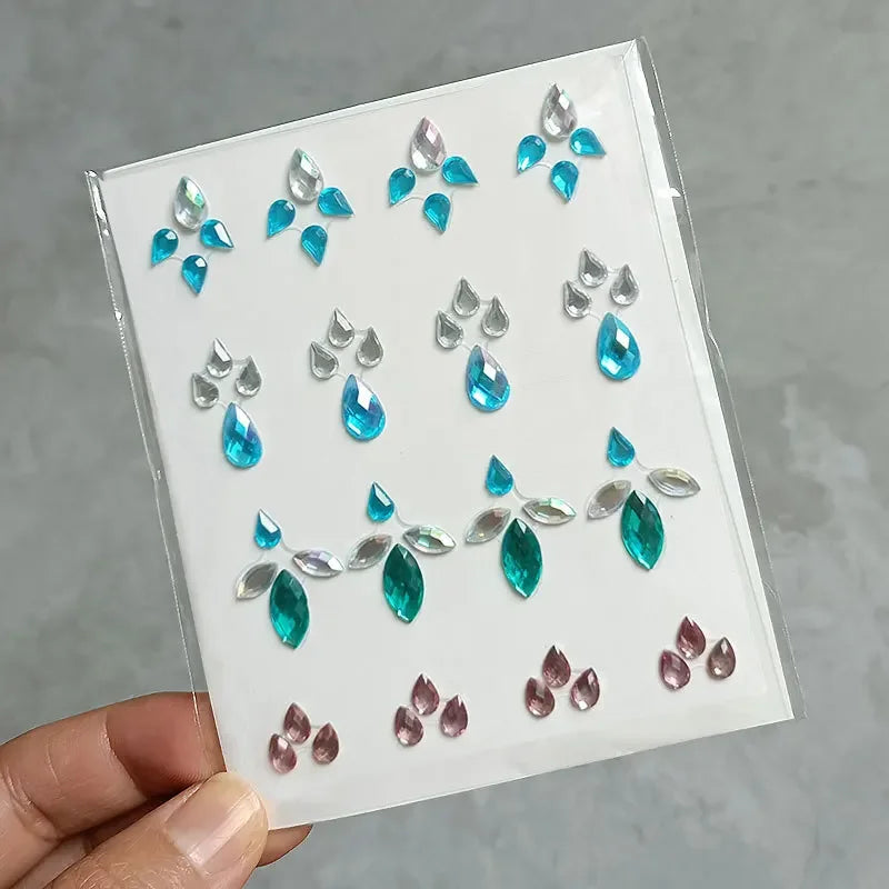 Teardrop Rhinestone Face Stickers – Glam DIY Party Gems