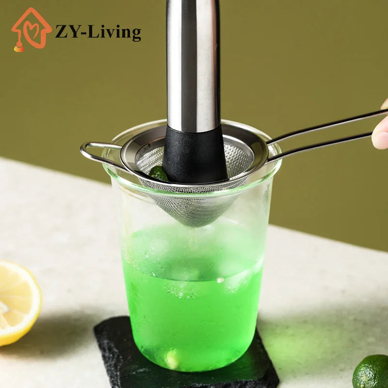1PCS Cocktail Strainer Stainless Steel Tea Strainers Conical Food Strainers Fine Mesh Strainer Practical Bar Strainer Tool Quake