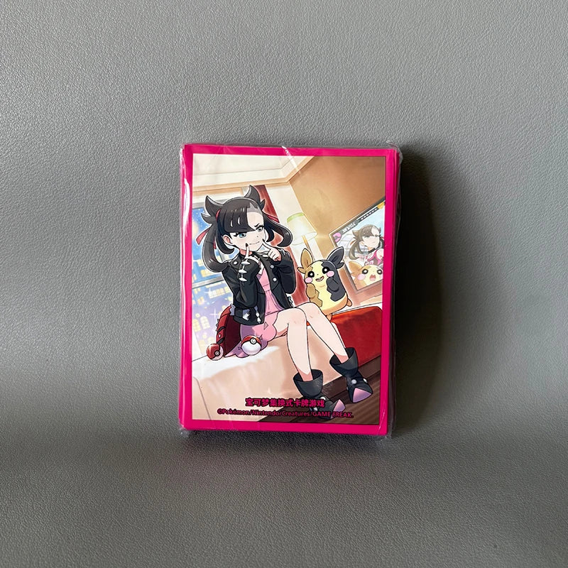 Genuine Pkm TCG Card Sleeves 64PCS Protective Set Nessa Marnie Design Glossy Finish Trading Card Game Accessories Collector Gift Quake ma li
