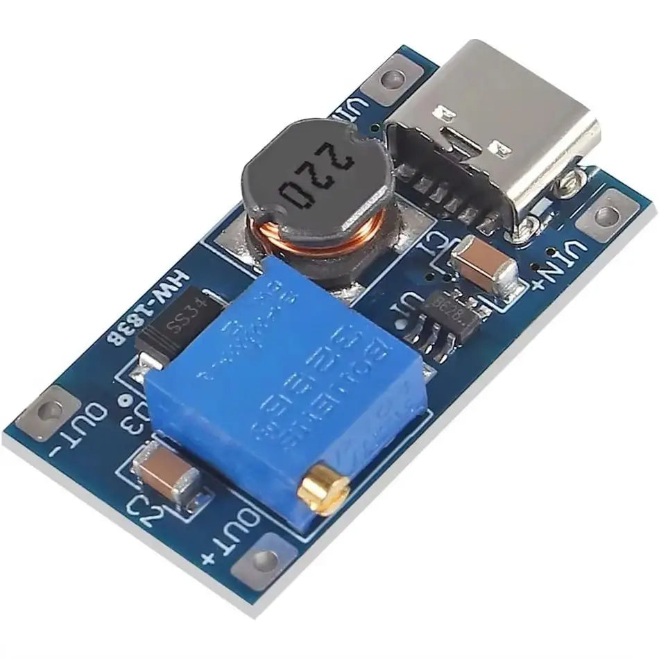1pcs -MT3608 Adjustable Step Up Module Voltage Regulator Micro USB Type-c Plug 2V-24V to 5V-28V 2A Step-Up DC-DC Boost Converter Quake