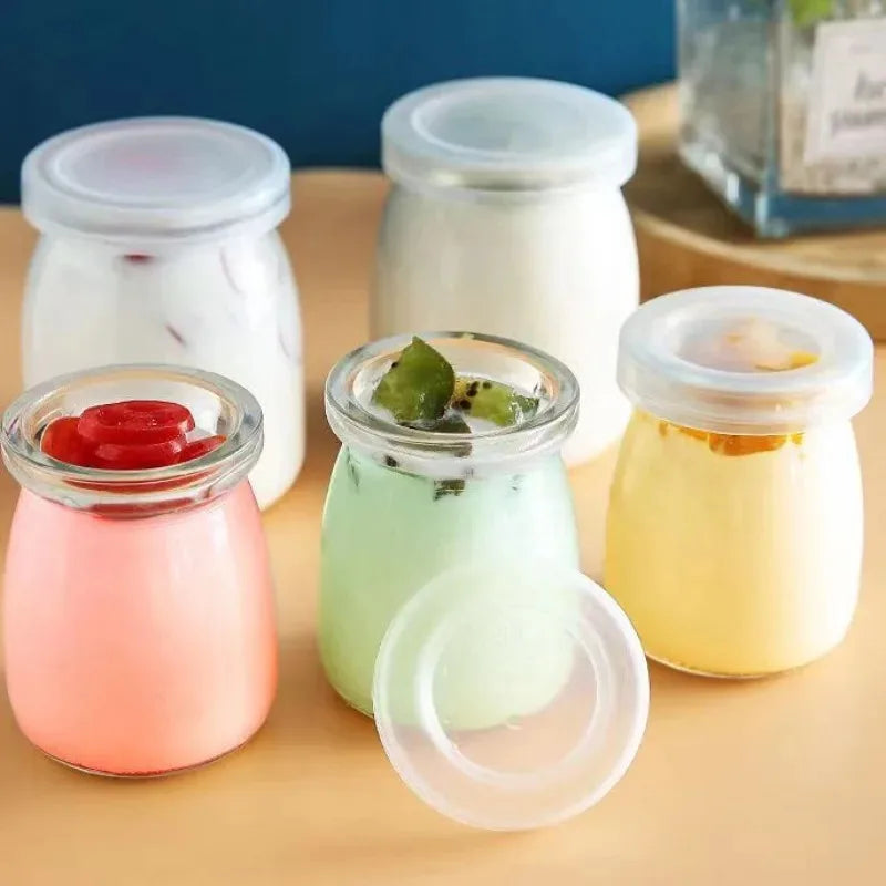 Yogurt Pudding Glass Jar Mini Mousse Drinking Bottle with Lid High Temperature Resistant Homemade Juicing Milk Storage Container Quake