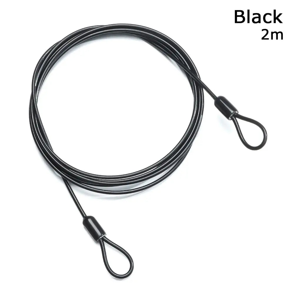 Bicycle Accessories Security Safety Rope Anti-theft Ropes Steel Cable Lock Cycling Strong Wire Road Bike Lock Bicycle Lock Wire Quake Black-2 meters