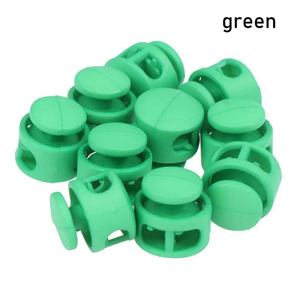 10Pcs Paracord Lanyard Spring Cord Lock Stopper Backpack Sportswear Shoelace Bag Parts Accessories Rope Clamp DIY Shoelace Quake green