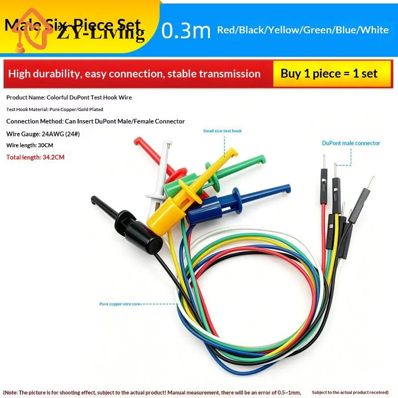 1Pcs Electrical Test Hooks With Male Female Connector Wire Transistor Tester Probe Clip For Multimeter Instrumentation Quake