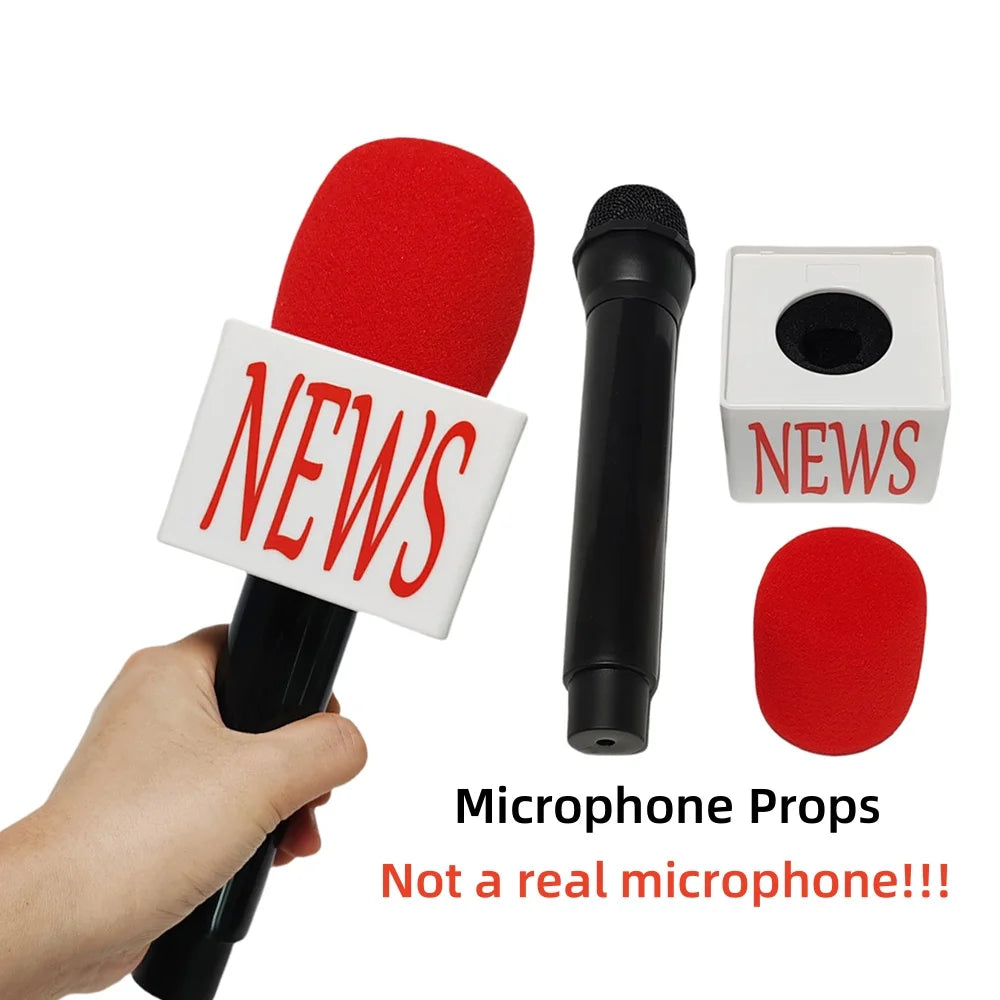 Microphone Prop Set Fake Plastic Microphone with Sponge Cover and Cube Kids Toys Party Favors Home Decoration Ornaments Quake