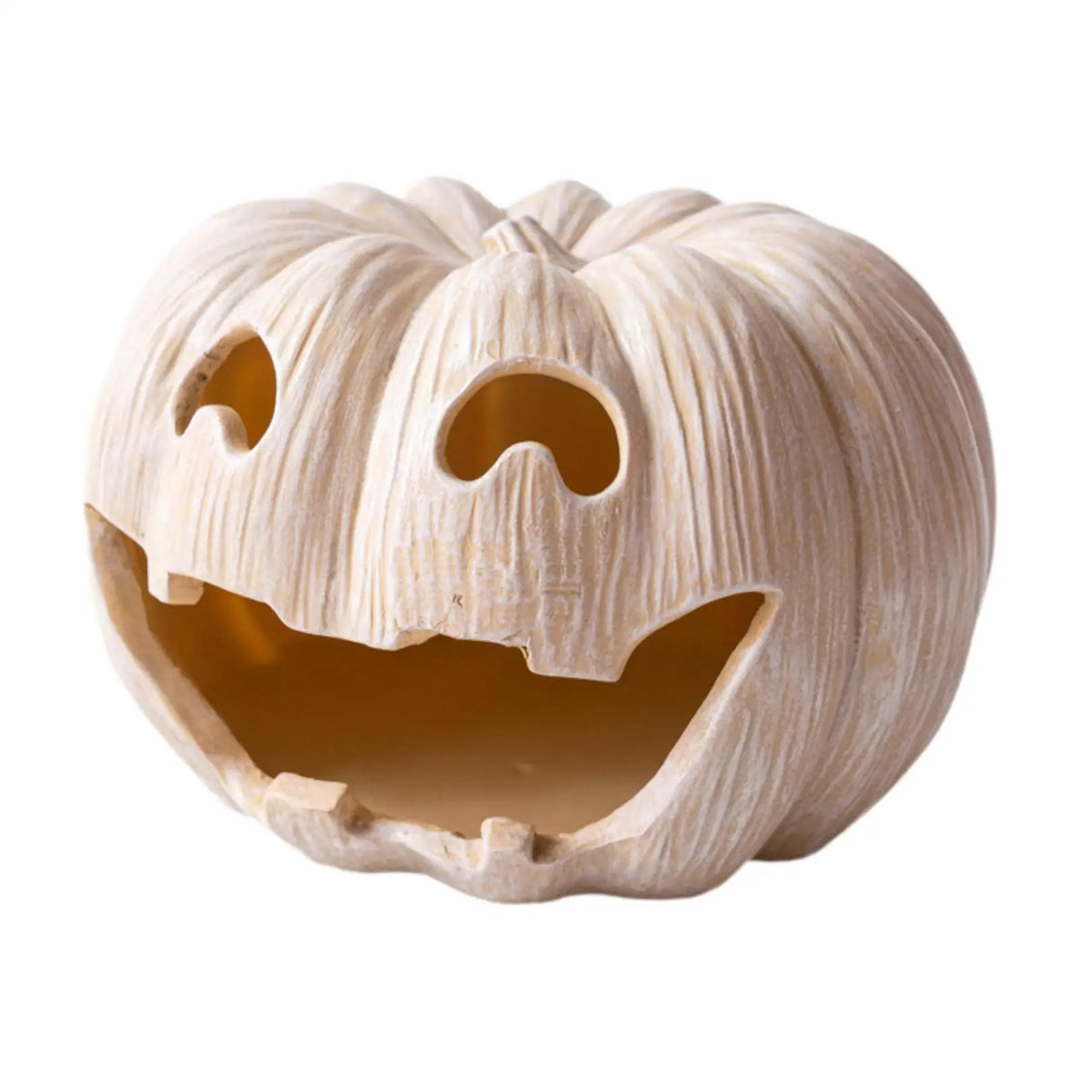 Pumpkin Tealight Candle Holder Lantern Candelabras Desk Halloween Decoration Resin Candlestick for Mantel Farmhouse Fireplace Quake Cream