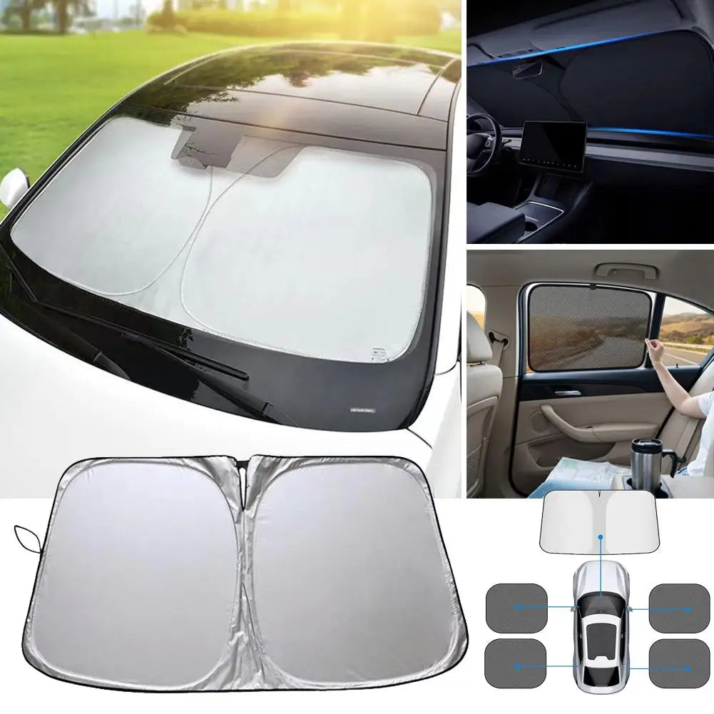 Car Windshield Sunshade Titanium Silver Foldable Front Window Cover UV Heat Shield for Sedan SUV MPV Summer Parking Daily Use Quake