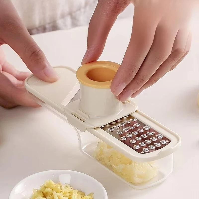 3-in-1 Multifunctional Ginger and Garlic Grinder Home Kitchen Slicer All Grinder Quake Light Yellow