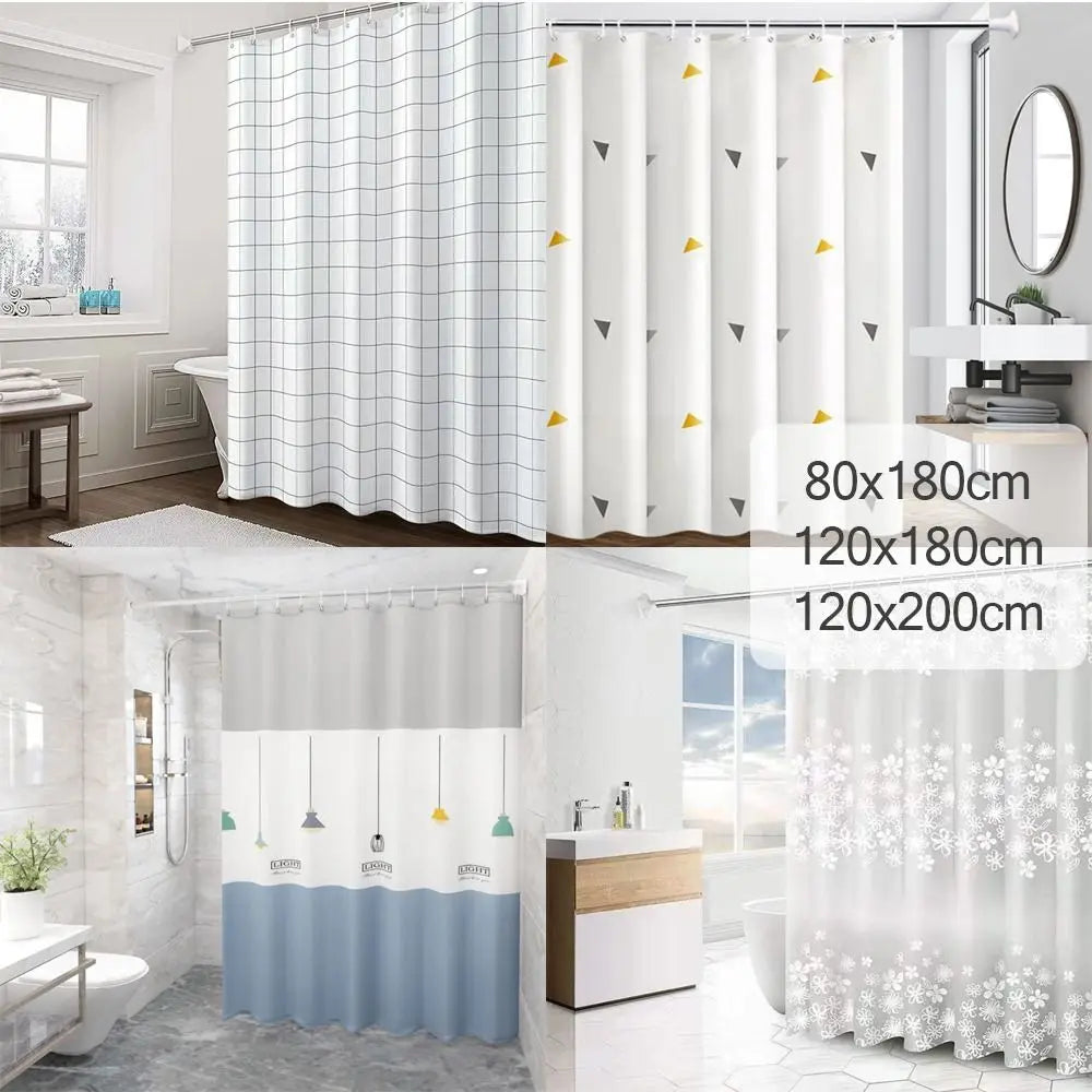 Creative With Hooks Shower Curtain Waterproof Polyester Bathroom Curtain Printing Bathtub Partition Curtain Bathroom Quake
