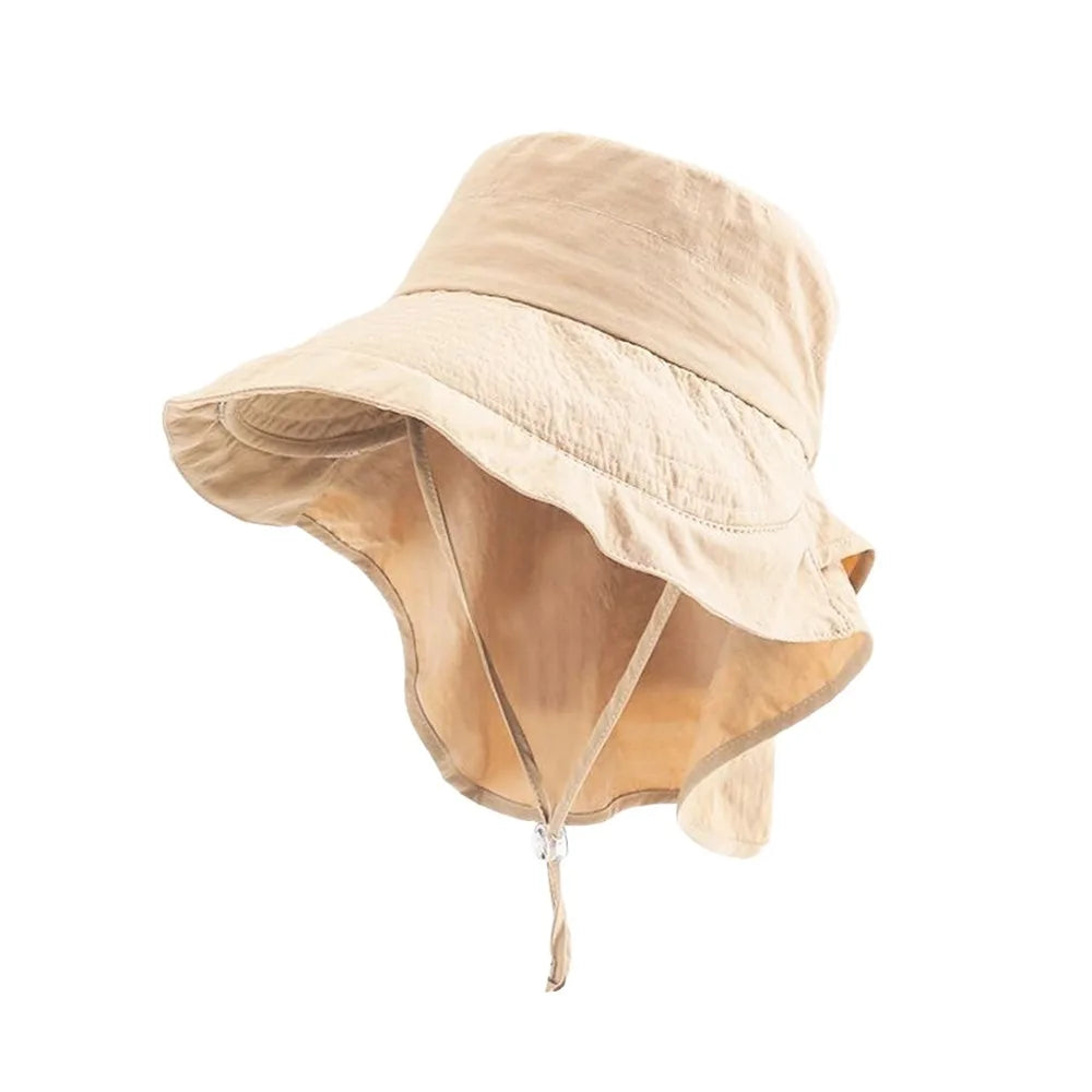 Gifts Adjustable Women's Sun Hat Neck Protection Wide-brimmed Summer Sun Cap UV Protection Fisherman Hat Quake Beige