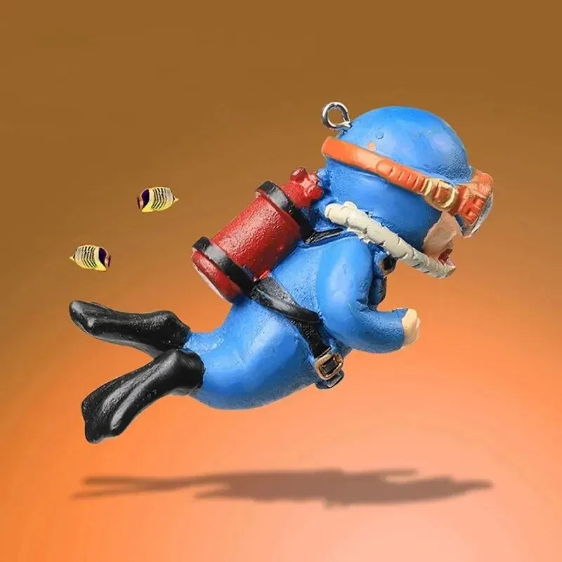 Realistic Floating Diver Ornament For Aquarium - Add Fun & Style To Your Fish Tank Decor, Unique Underwater Scene Enhancer Quake