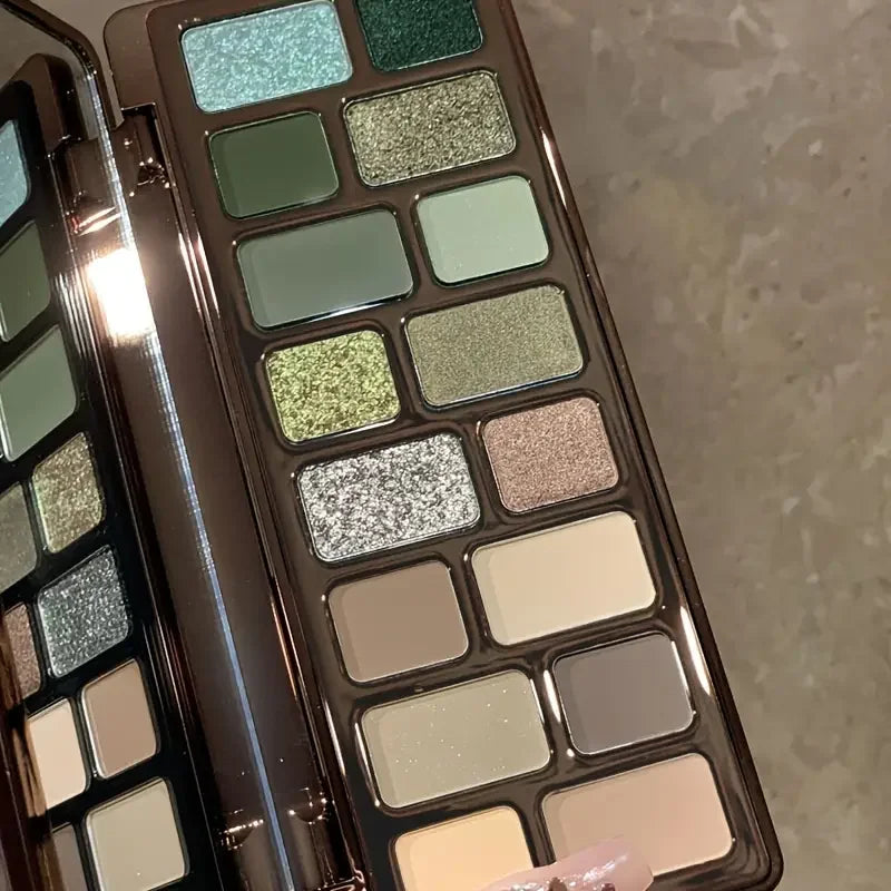 16 Color Eyeshadow Palette Matte Shimmer and Sparkle Effects Highlight Multi-Purpose Makeup Palette Smoky Eyes Premium Cosmetics Quake