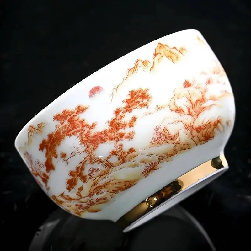 Gold Plated Master Cup Sheep Fat Jade Tea Cup Tasting Cup Personal Kung Fu Teacup Drinking Teacup Quake