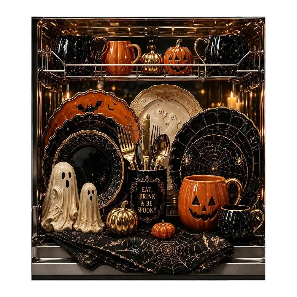 Halloween Dishwasher Magnetic Cover Full Magnet Waterproof Kitchen Appliance Protector for Refrigerator Washing Machine Quake D