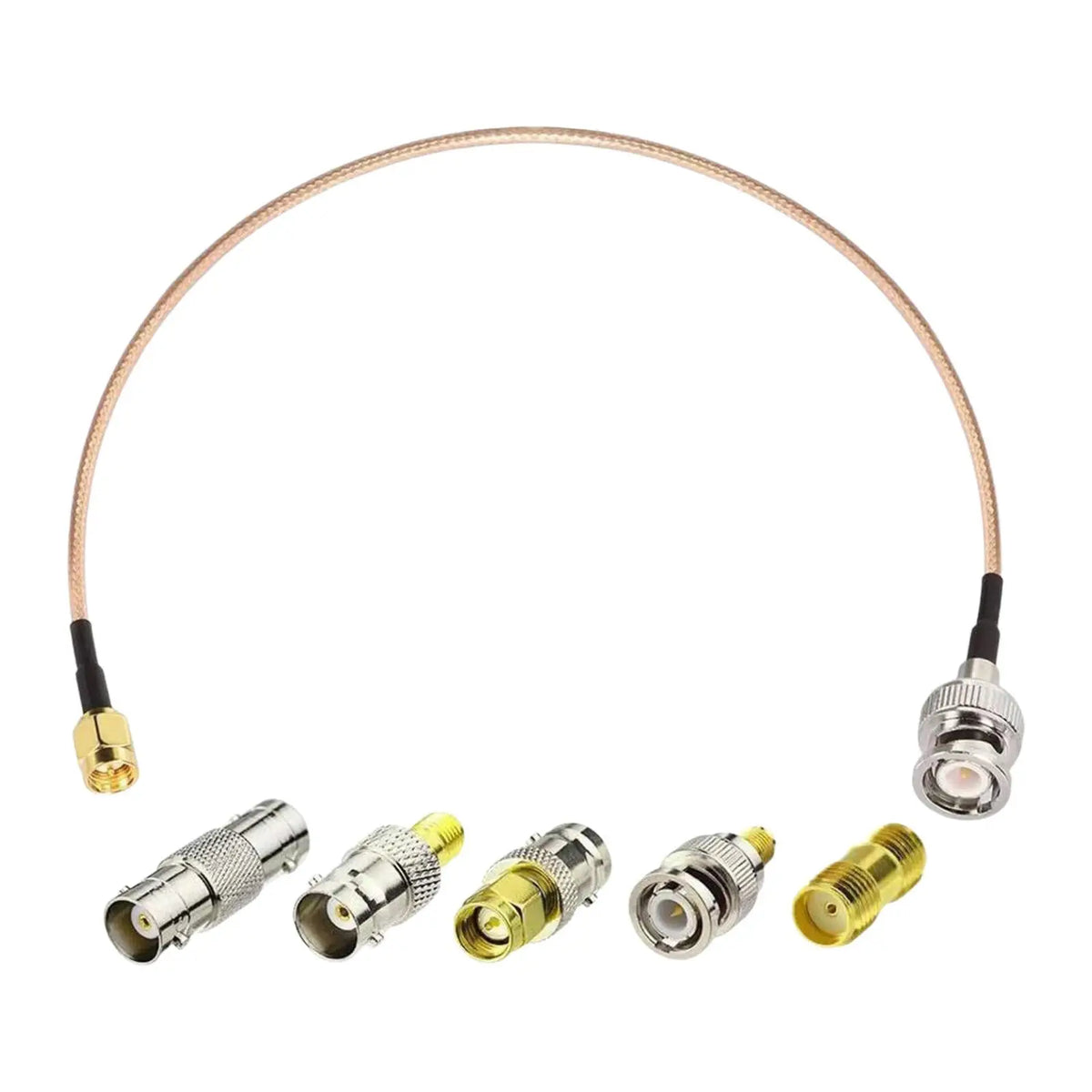 SMA Male to BNC Male Cable Kit Gold Silver Metal RF Coax Extension Connector for LAN External Antenna Quake