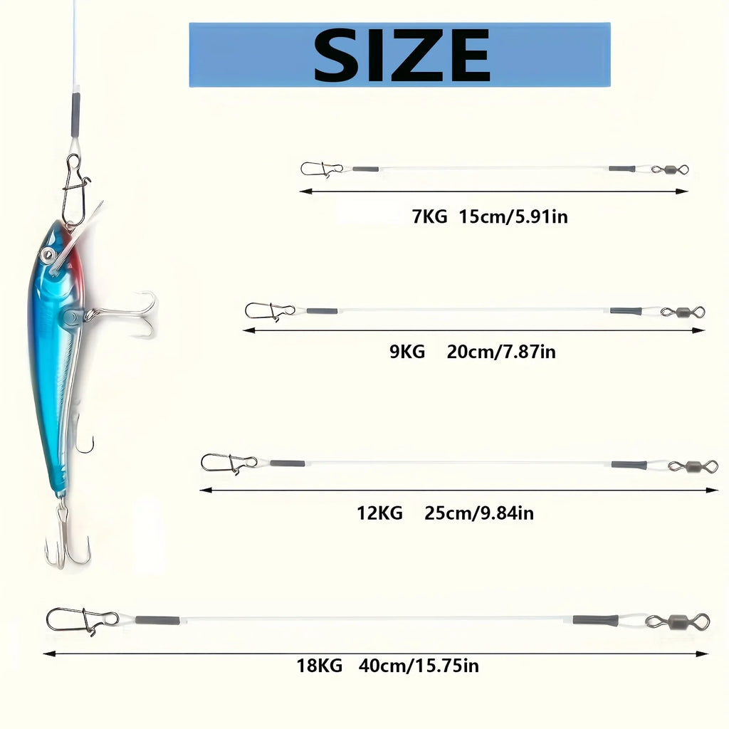 12Pcs 100% Fluorocarbon Fishing Line with Double Ring Buckle and Quick Lock Pressure, Very High-Quality Fishing Line Quake