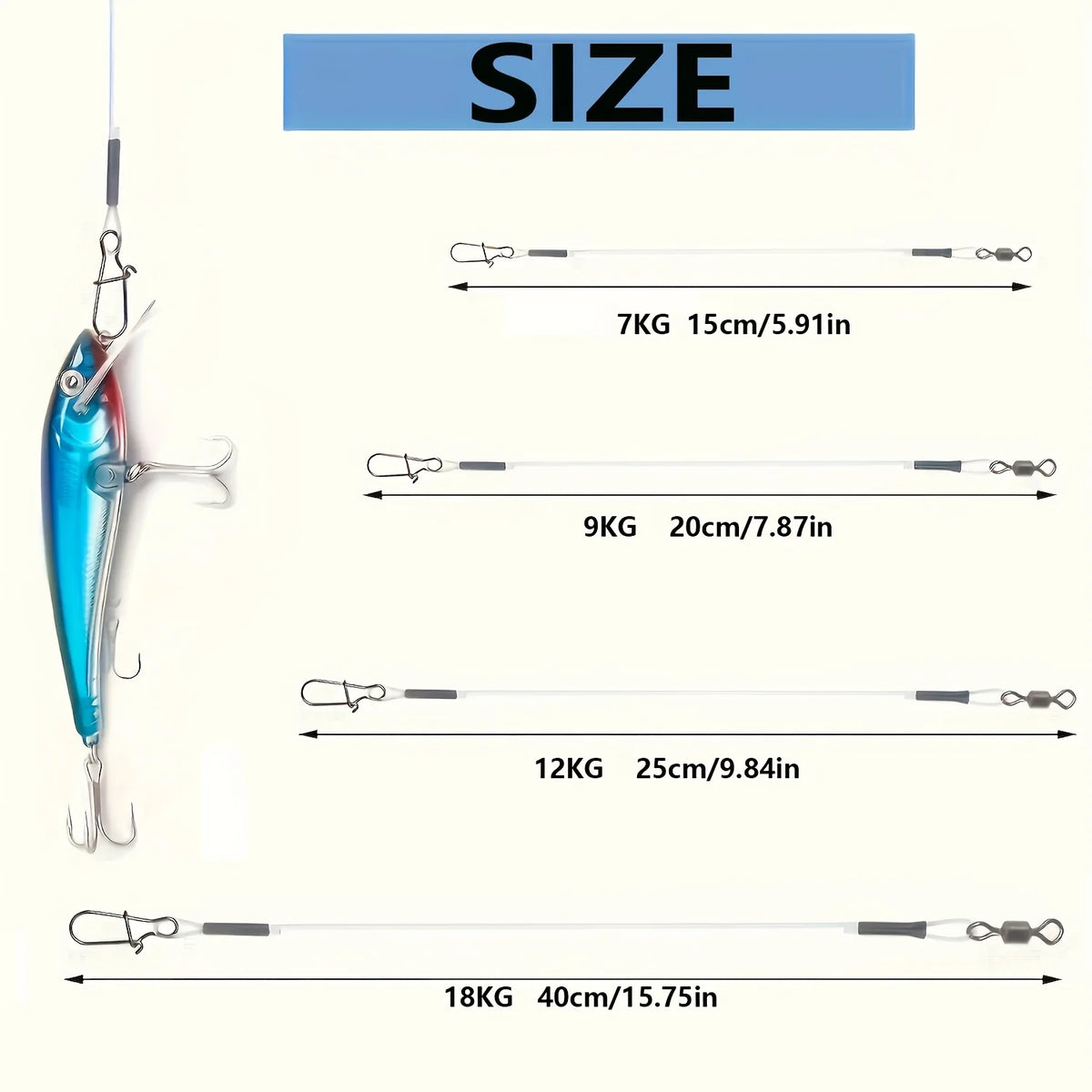 12Pcs 100% Fluorocarbon Fishing Line with Double Ring Buckle and Quick Lock Pressure, Very High-Quality Fishing Line Quake