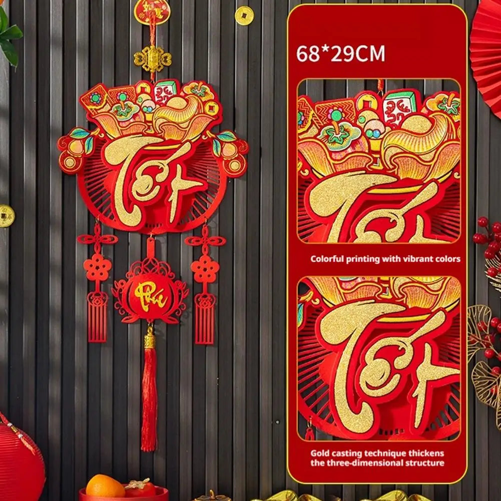Vietnamese Spring Festival Festive Red Hanging Ornament Horse Year Symbol Tassel Traditional Wall Hanging Tet 2026 Celebration Quake