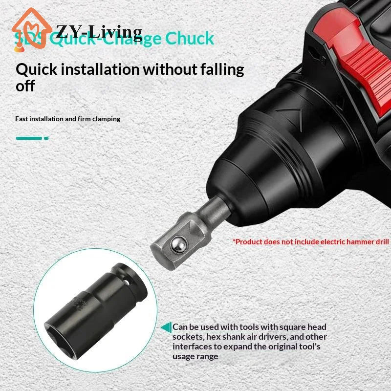 3pcs SDS Socket Driver Set Drill Bit Adaptor 3/8 1/4 1/2" Hex Shank Converter Impact Drill Hammer Adapter Tools Quake