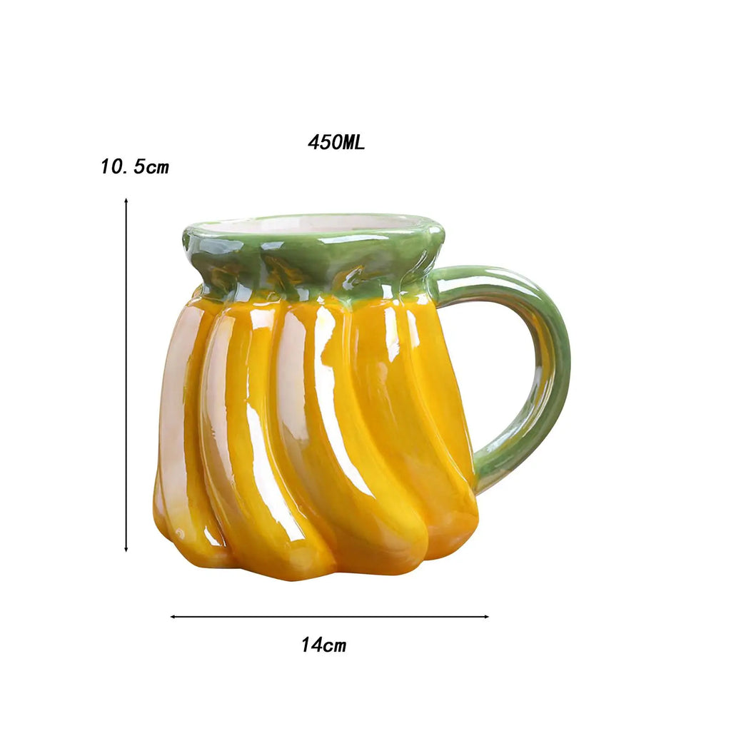 Fruit Shape Ceramic Coffee Mug Funny 3D Fruit Cup for Coffee Water Beverage Quake