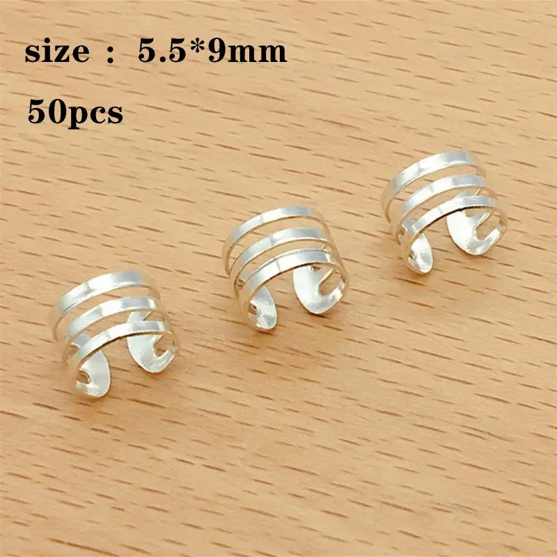 5-100pcs Sliver Gold Hair Rings Hair Braids Dreadlock Beads Charms African Braids Cuffs Hair Rings Jewelry Clasps Accessories Quake 50pcs NO.29