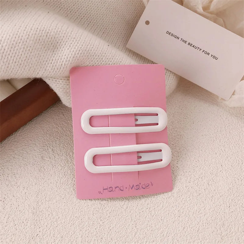 White hairpin female summer forehead side bangs clip nurse hat fixed hairpin sweet bb clip one-word clip headdress Quake 5710 Oval