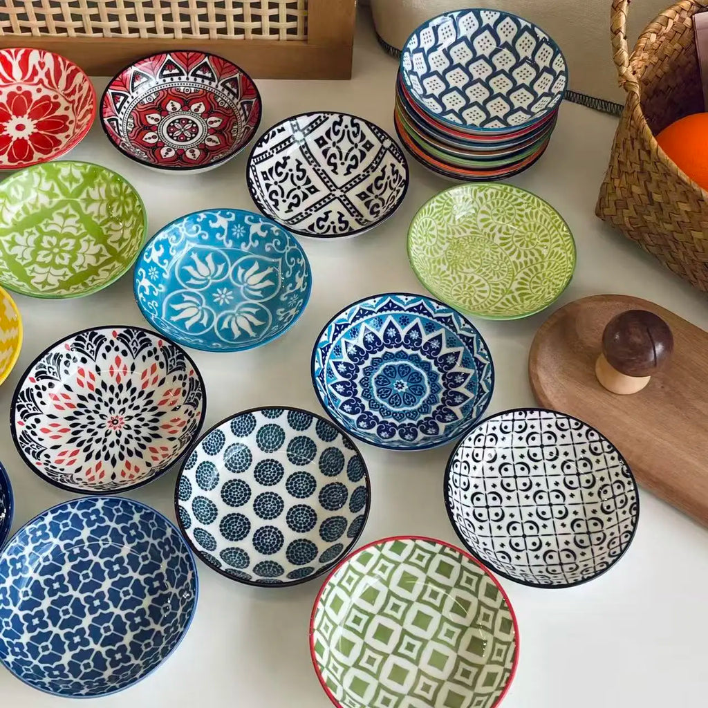 4/8/12 Bohemian-Style Ceramic Small Seasoning Plate, Soy Sauce Sauces, Randomly Dispatched with Patterns and Designs Quake